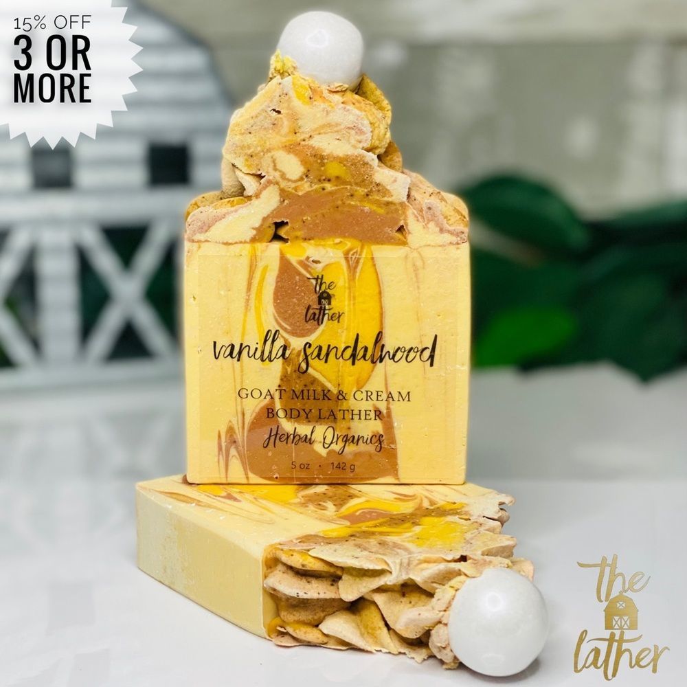 VANILLA SANDALWOOD GOAT MILK & CREAM EO LATHER